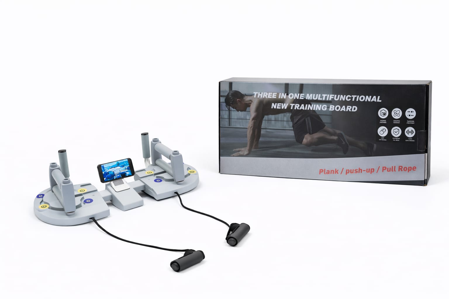 Multifunktionales Liegestützbrett Push Up Board mit Widerstandsbändern